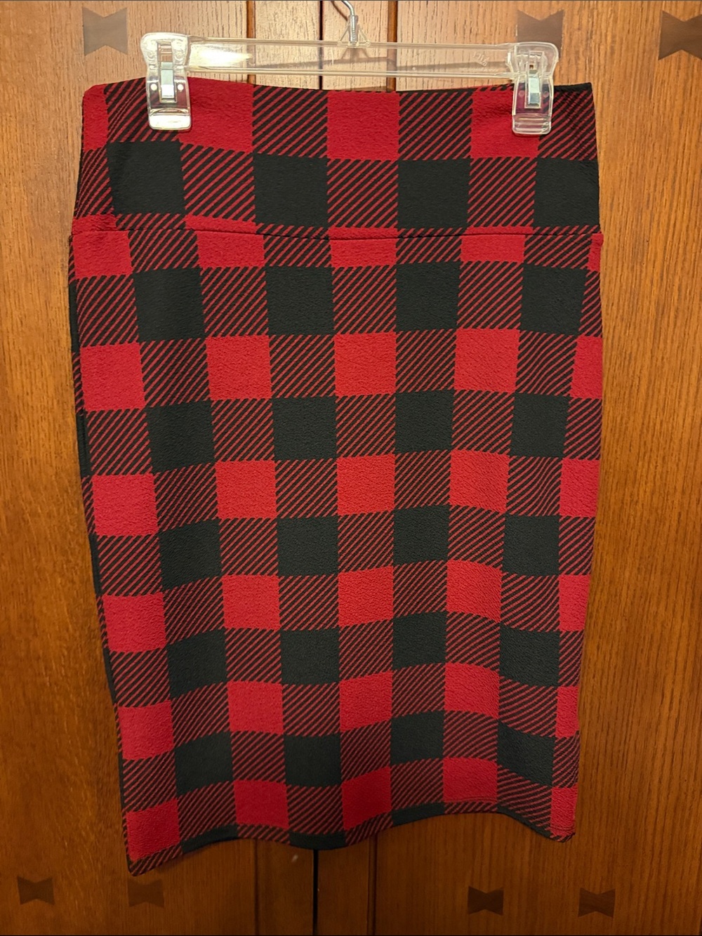 LuLaRoe Red and Black Buffalo Check Pencil Skirt